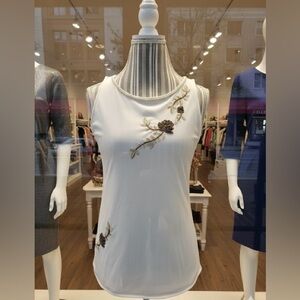 White House Black Market Hand-embroidered Beaded Creamy Shell Tank Top (NWT)